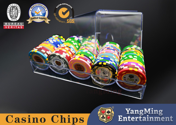100 Pieces 5 Colors Striped 11.5 Gram Acrylic Poker Chip Case E