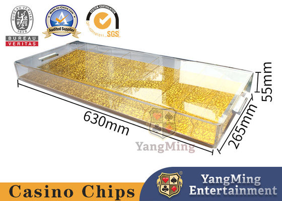 Quality 9 Compartment Lockable Baccarat Table Top Chip Tray With Acrylic Handle factory
