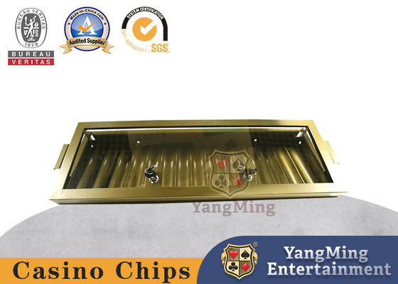 Quality 15 Grid Golden Chip Tray Rack Box Stainless Steel Iron Material Acrylic Transparent Cover Texas Hold’em Table factory