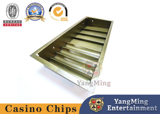 Quality Bronze 8-Row Metal Iron Glass Cover Baccarat Table Dedicated Lockable Chip Tray factory