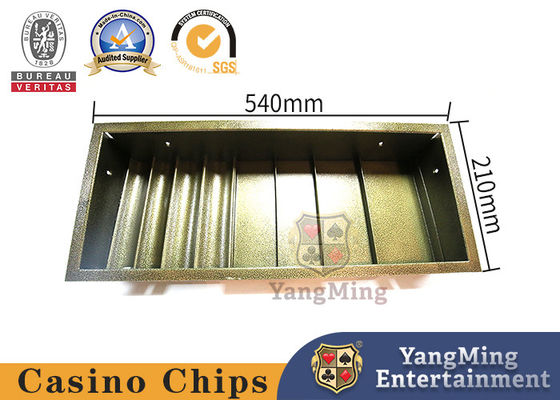 Quality Bronze 8-Row Metal Iron Glass Cover Baccarat Table Dedicated Lockable Chip Tray factory