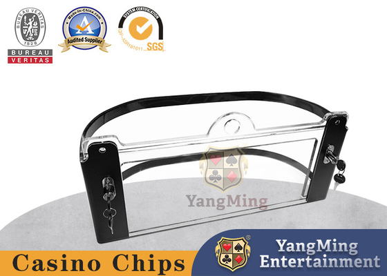Roulette Poker Table Chip Box Acrylic Transparent Tape Lock Chip Box