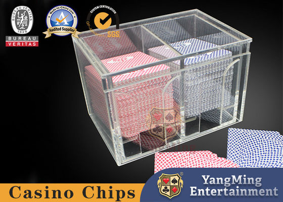Kualitas 8 Dek Crystal Clear Acrylic Playing Card Buang Pemegang Dua Sisi Kotak Strorage pabrik
