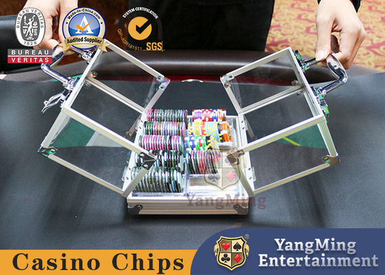 Qualität 600 Chip Clear Acrylic Poker Chip, der Fördermaschine zuschließt, schließt 6 Chip Racks mit ein Fabrik