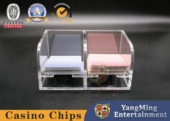 Kwaliteit Niu Niu Game Discard Holder Volledig transparant Acryl 2 Pair Poker Table Game Verkoopdoos fabriek