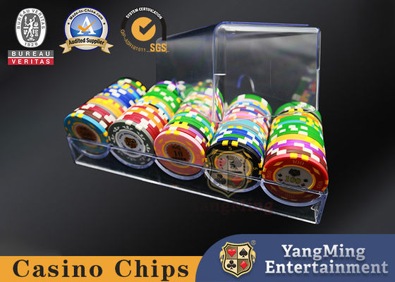 Kalite Kalınlaştırılmış Şeffaf Akrilik 100 Parça Diametri 40mm Kapaklı Poker Masası Masa Üst Chip Taşıyıcı fabrika